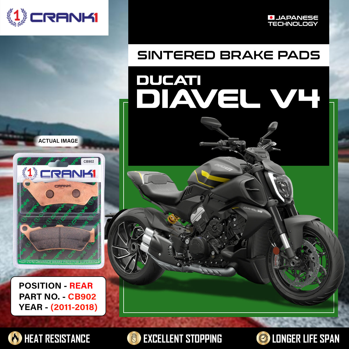 Sintered Brake Pads For Ducati Diavel (2011-2018) - Rear - CB902