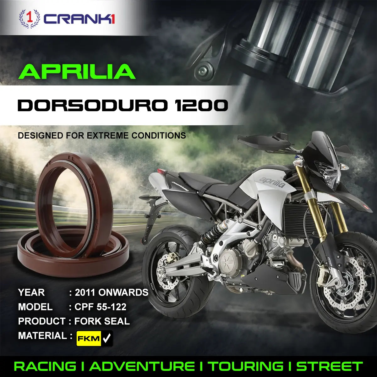 Fork Oil Seals Pair For Aprilia Dorsoduro 1200 (2011 Onwards) - CPF55-122