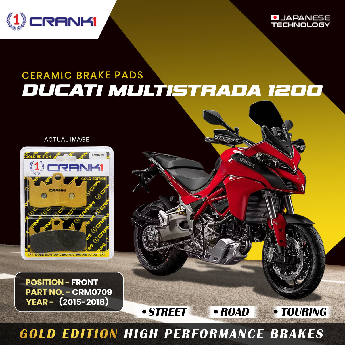 Ceramic Brake Pads For Ducati Multistrada 1200 (2015-2018) - Front - CRM0709 - 2 Sets