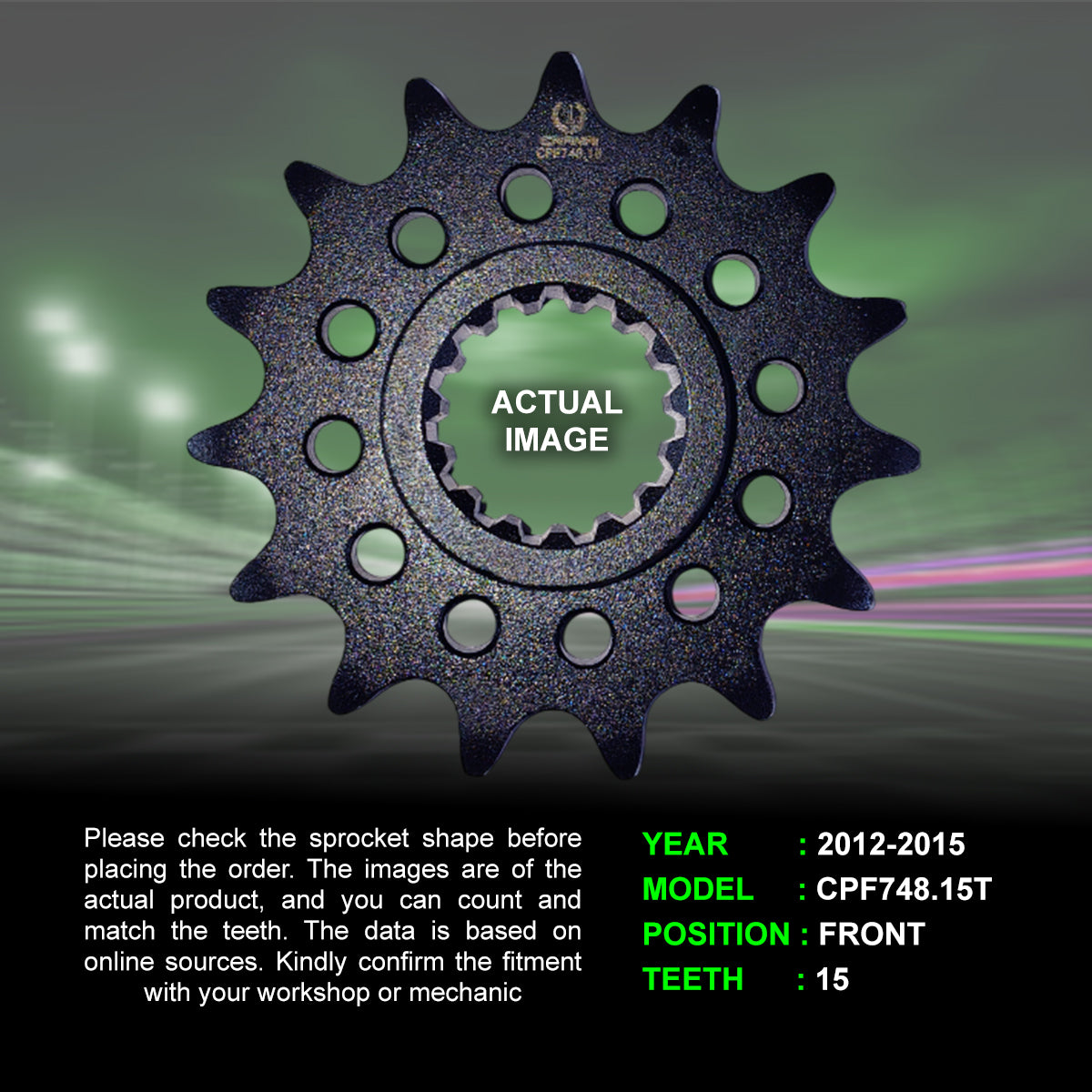 Sprocket For Ducati Panigale 1299/R/S (2012-2015) - Front - CPF748.15T