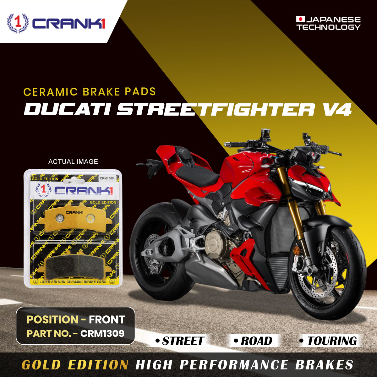 Ceramic Brake Pads For Ducati Streetfighter V4 - Front - CRM1309 - 2 Sets