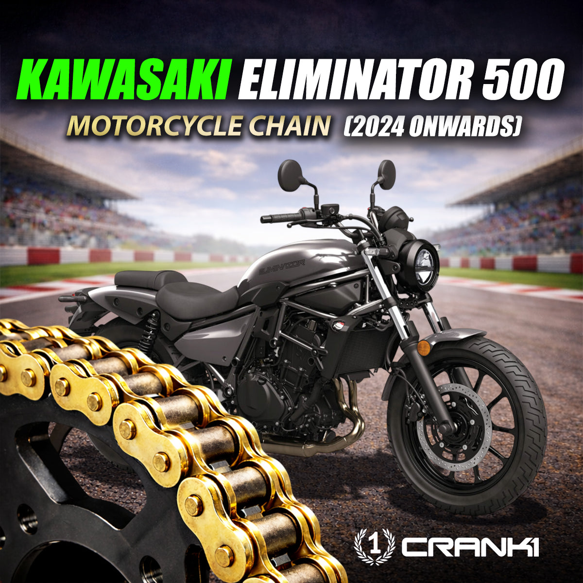 Chain For Kawasaki Eliminator 500 (2024 Onwards) - 520 Pitch x 112 Links Gold (ZVMX)