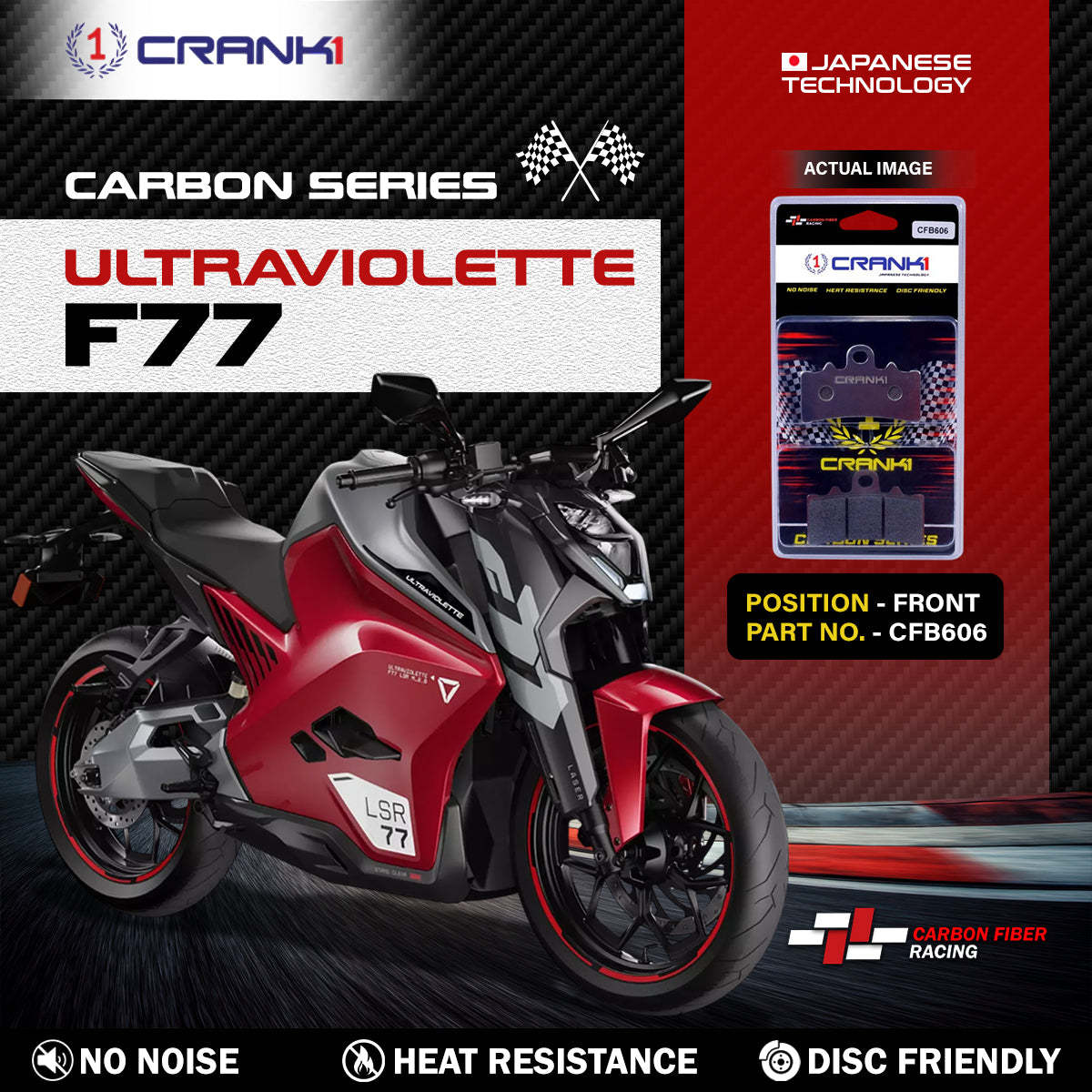 Carbon Brake Pads For Ultraviolette F77 - Front - CFB606