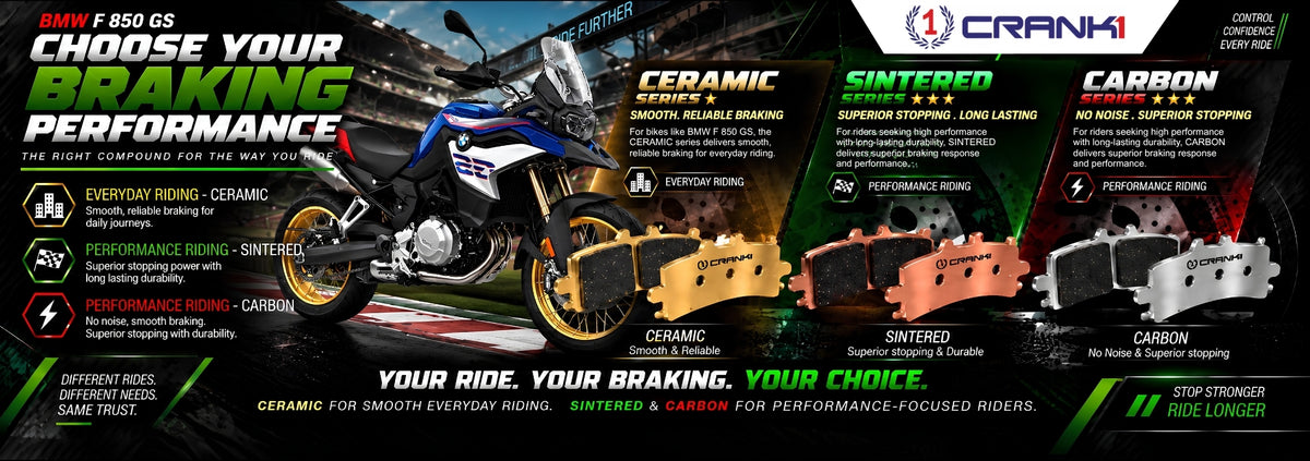 Ceramic Brake Pads For  BMW F 850 GS  (2021-2023) - Front - CRM859 - 2 Sets | Smooth Braking | Heat Resistant | Long Life | Disc Friendly