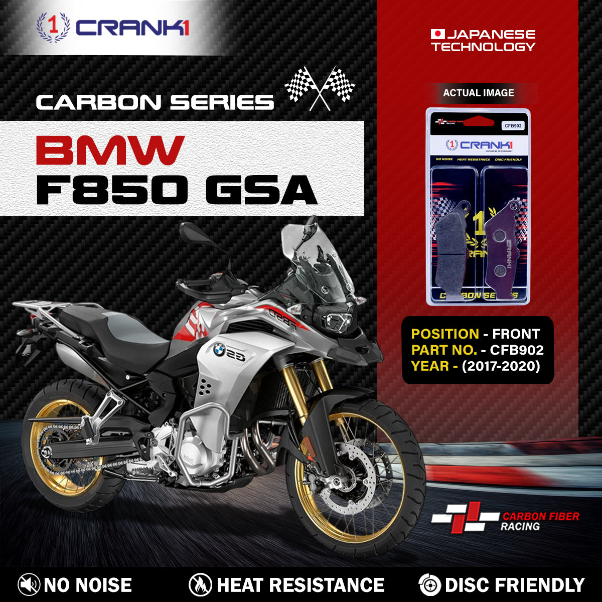Carbon Brake Pads For BMW F850 GSA (2017-2020) - Front - CFB902 - 2 Sets