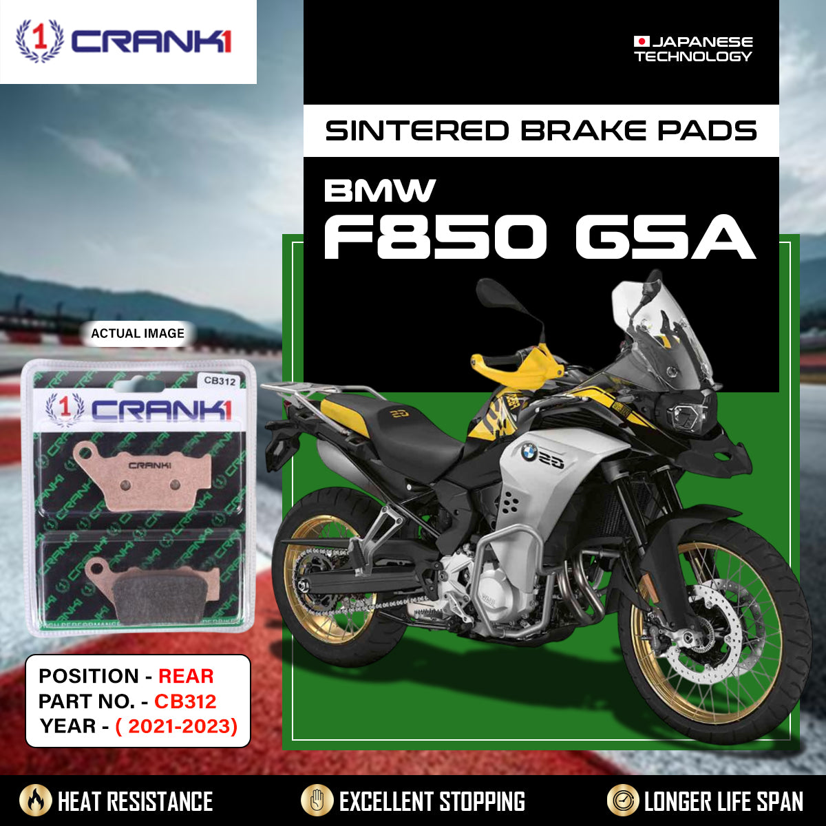 Sintered Brake Pads For BMW F850 GSA (2021-2023) - Rear - CB312