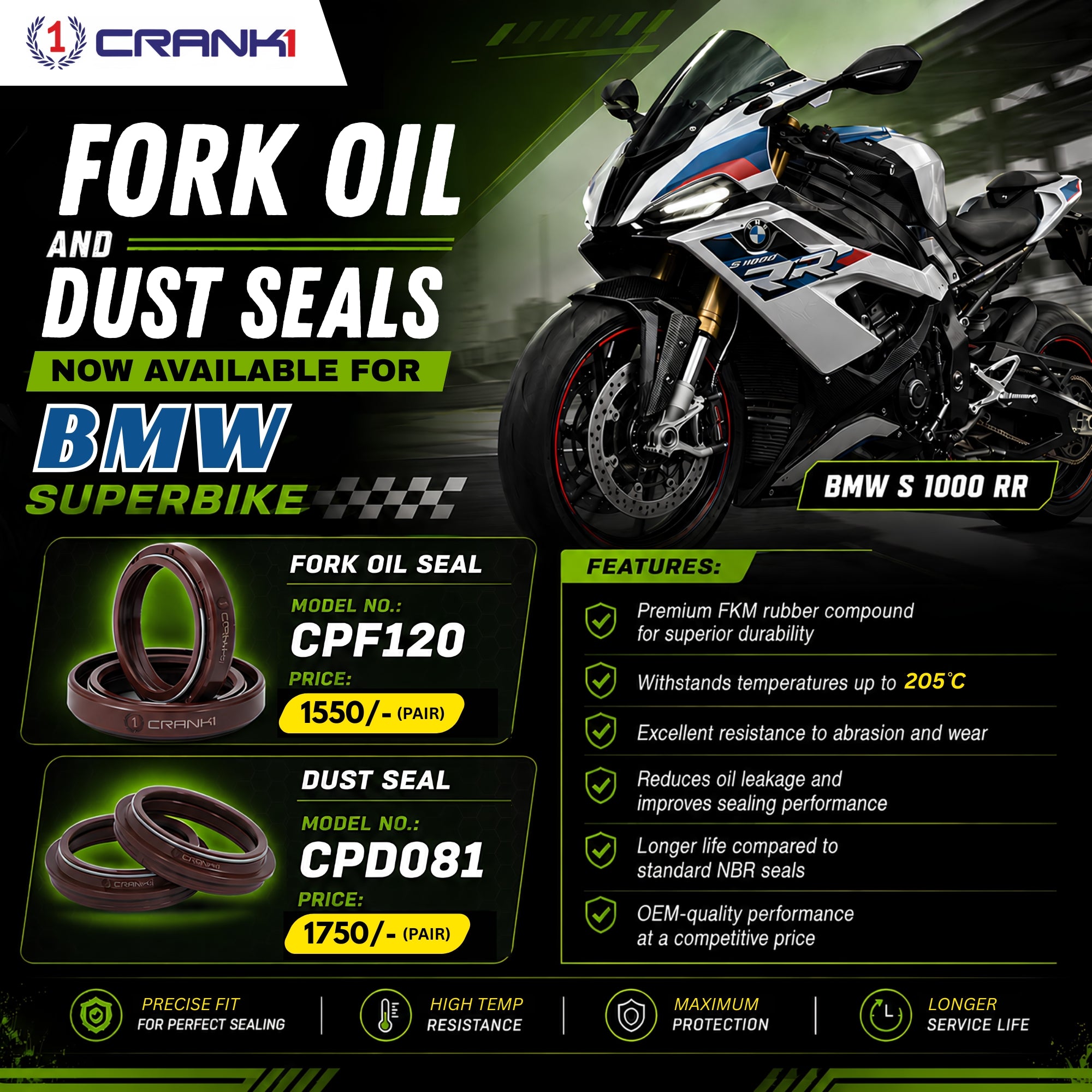 Fork And Dust Seals Kit For BMW S 1000 RR (2021 Onwards)