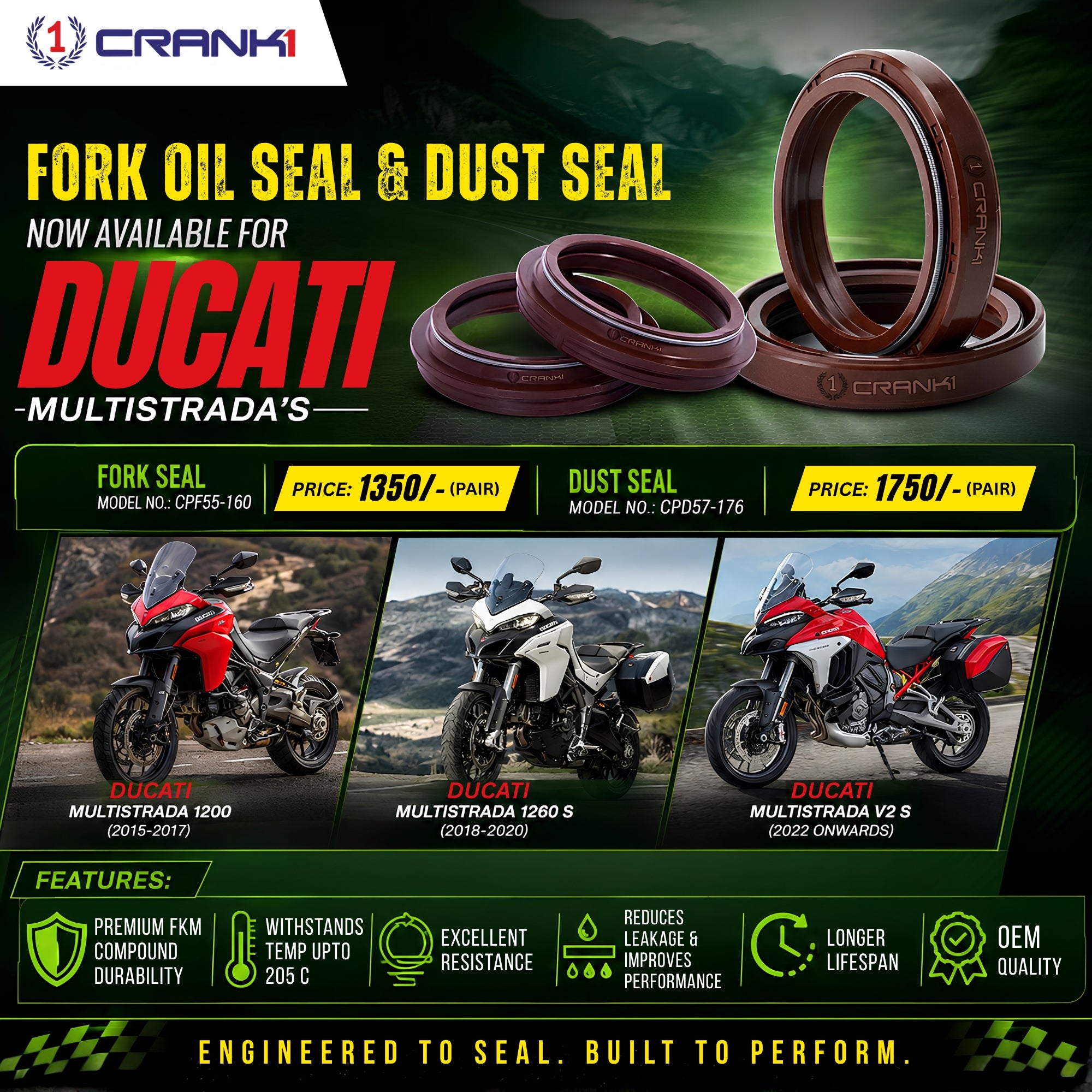 Fork And Dust Seals Kit For Ducati Multistrada 1260 S (2018-2020)
