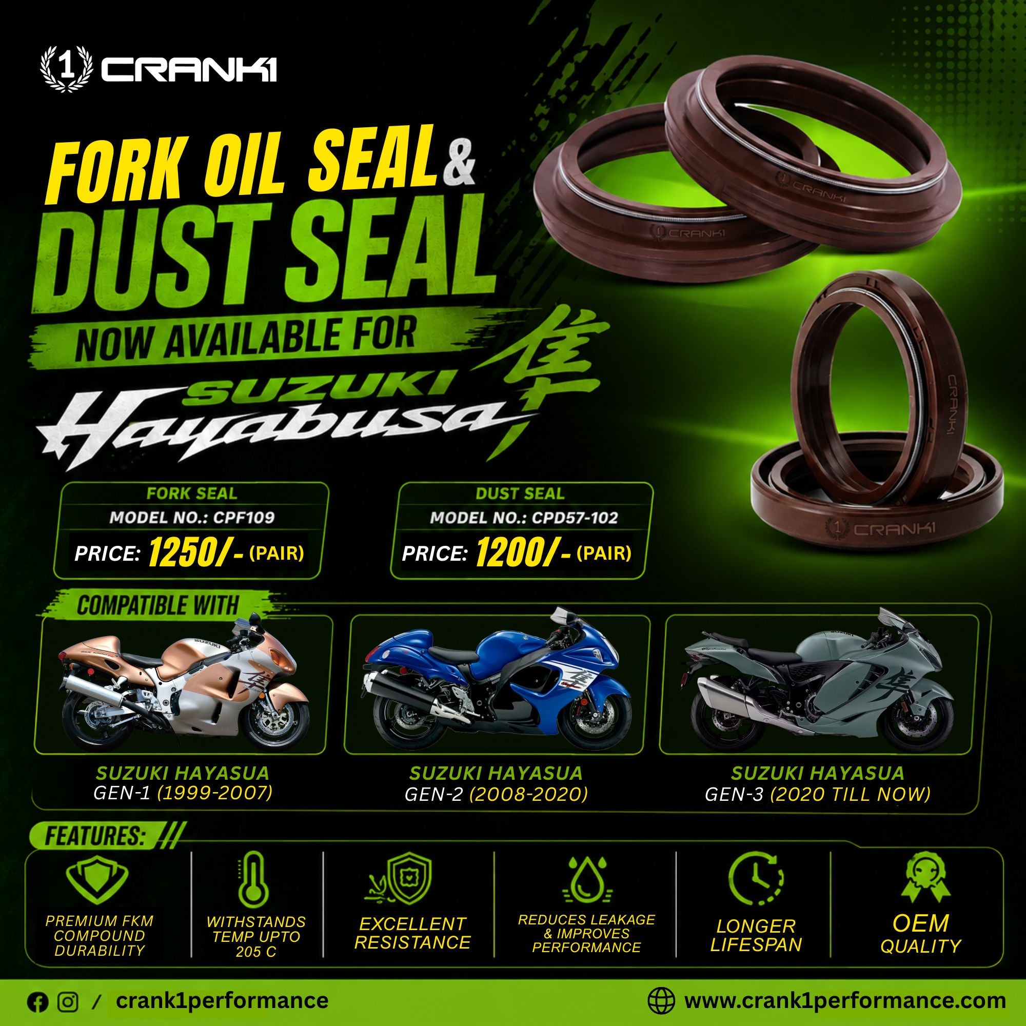 Fork And Dust Seals Kit For Suzuki Hayabusa GEN-3 (2021 Onwards)