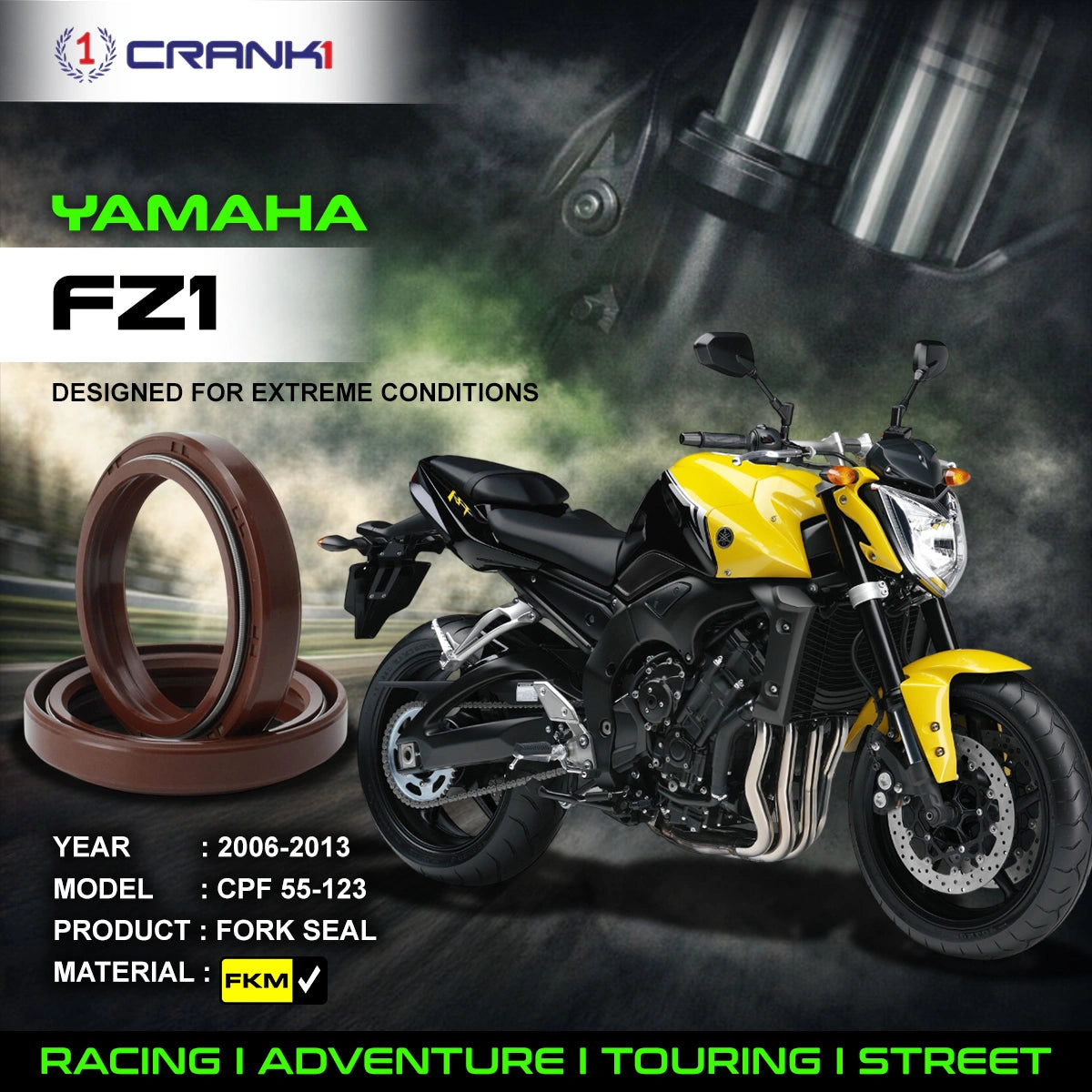 Fork Oil Seals Pair For Yamaha FZ1 (2006-2013) - CPF55-123
