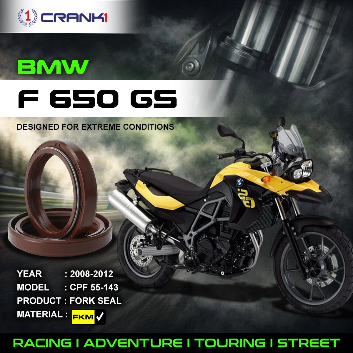 Fork Oil Seals Pair For BMW  F 650 GS (2008-2012) - CPF55-143