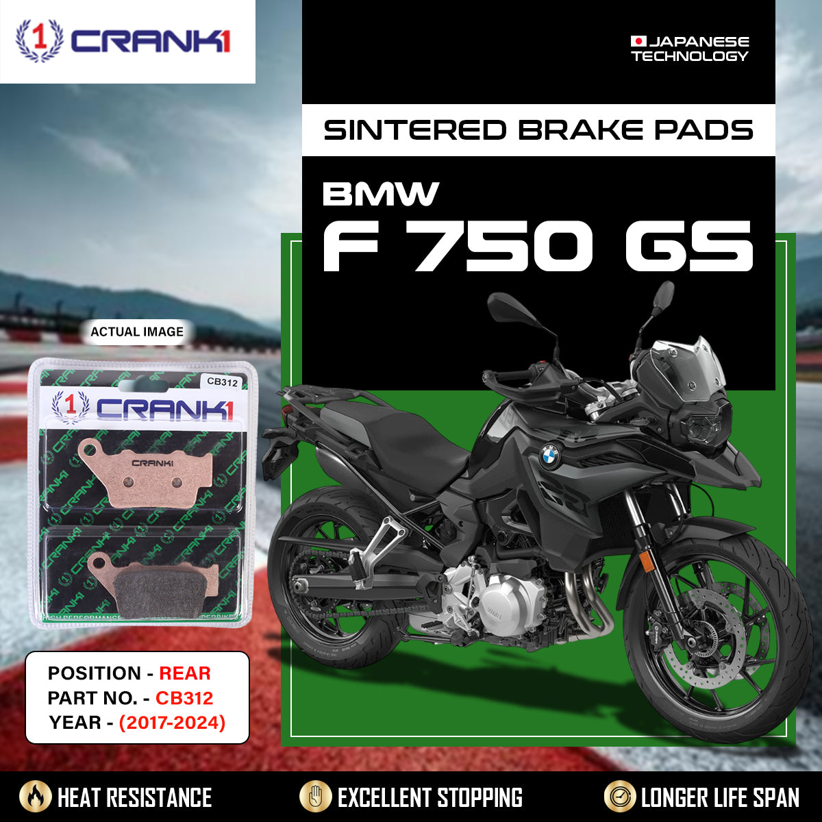 Sintered Brake Pads For BMW F 750 GS (2017-2024) - Rear - CB312