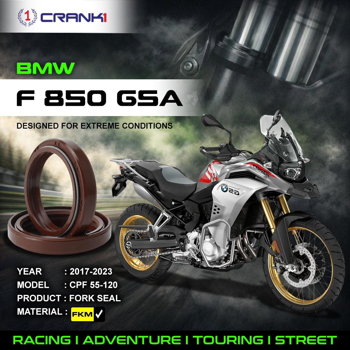 Fork Oil Seals Pair For BMW F 850 GSA (2017-2023) - CPF55-120