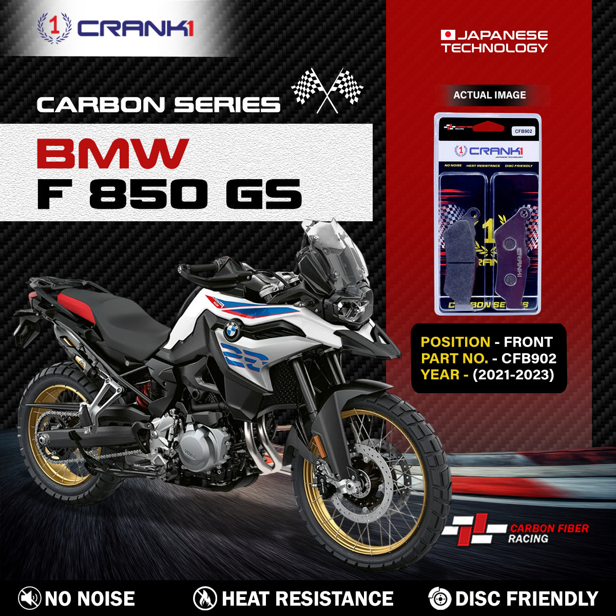 Carbon Brake Pads For BMW F 850 GS (2021-2023) - Front - CFB902 - 2 Sets