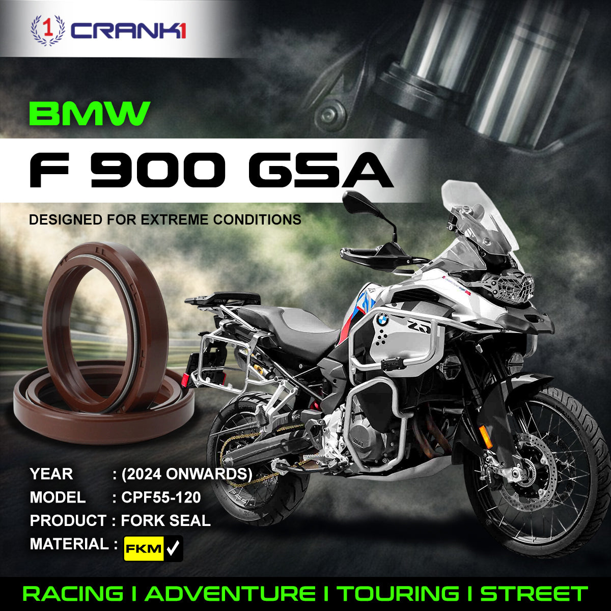 Fork Oil Seals Pair For BMW F 900 GSA (2024 Onwards) - CPF55-120