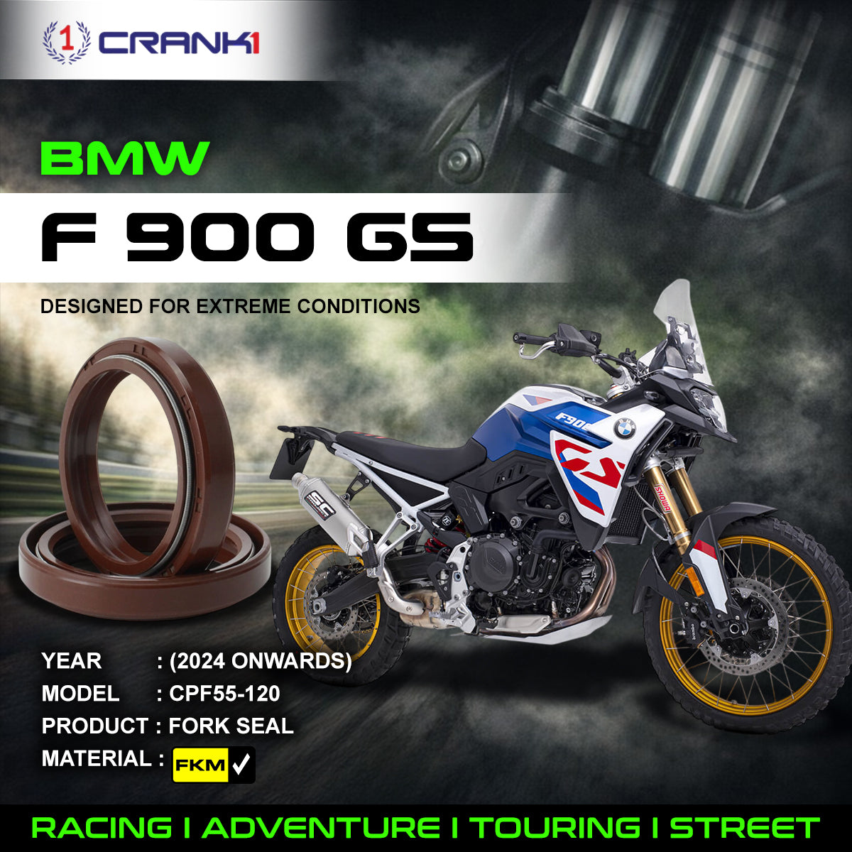 Fork Oil Seals Pair For BMW F 900 GS (2024 Onwards) - CPF55-120