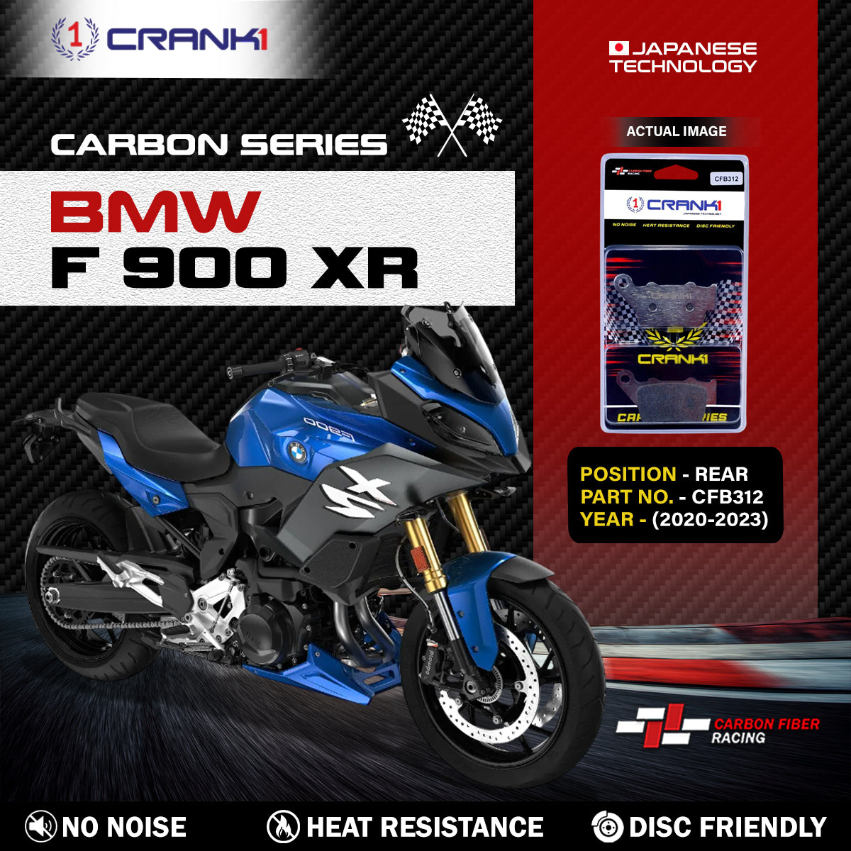Carbon Brake Pads For BMW F 900 XR (2020-2023) - Rear - CFB312