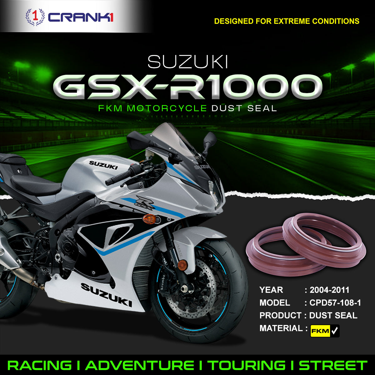 Fork Dust Seals Pair For Suzuki GSX-R1000 (2004-2011) - CPD57-108-1