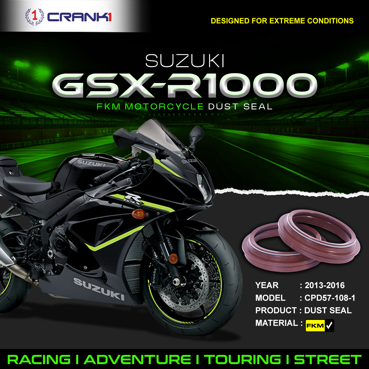 Fork Dust Seals Pair For Suzuki GSX-R1000 (2013-2016) - CPD57-108-1