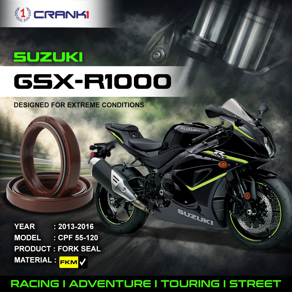 Fork Oil Seals Pair For Suzuki GSX-R1000 (2013-2016) - CPF55-120