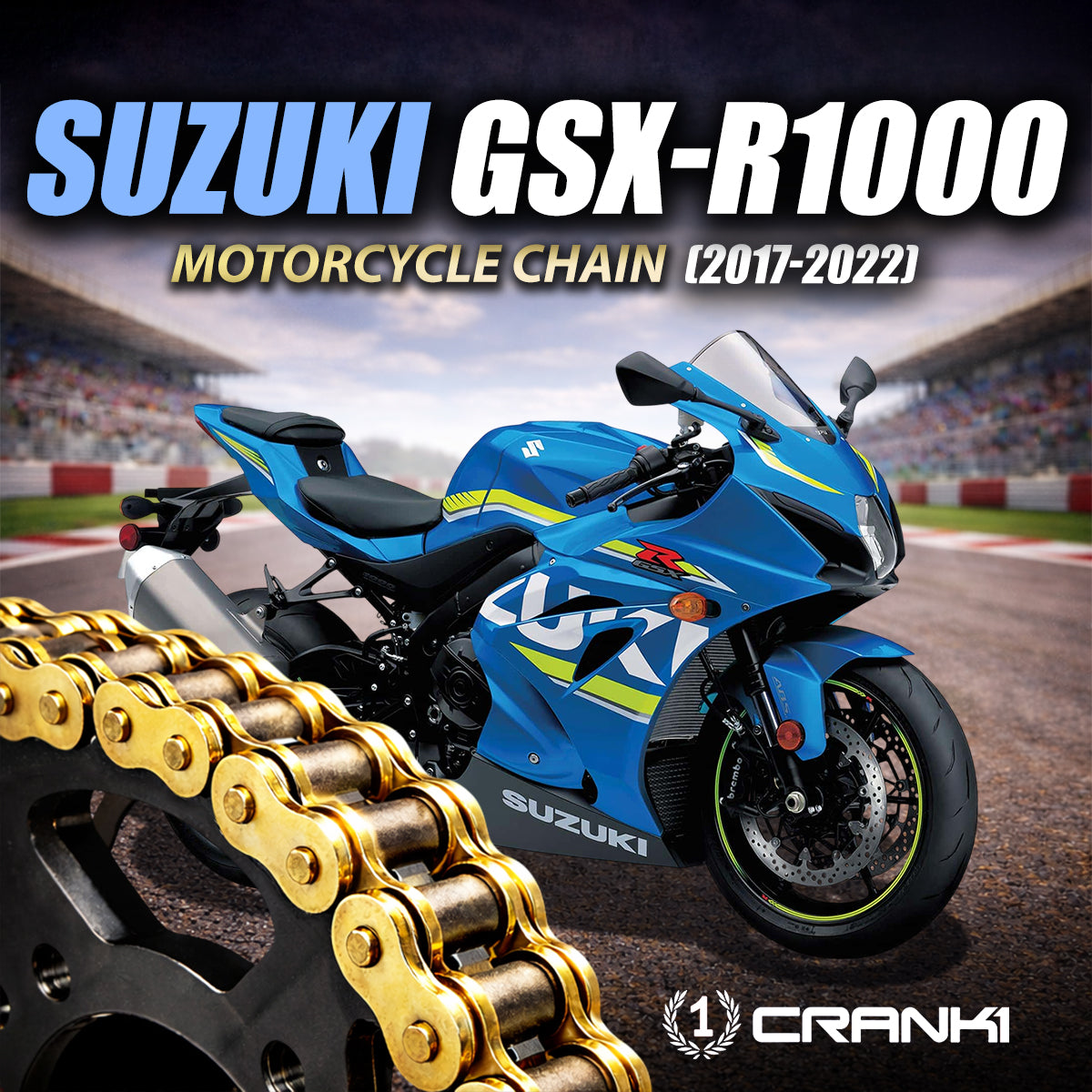 Chain For Suzuki GSX-R1000 (2017-2022) - 525 Pitch x 120 Links Gold (ZVMX)