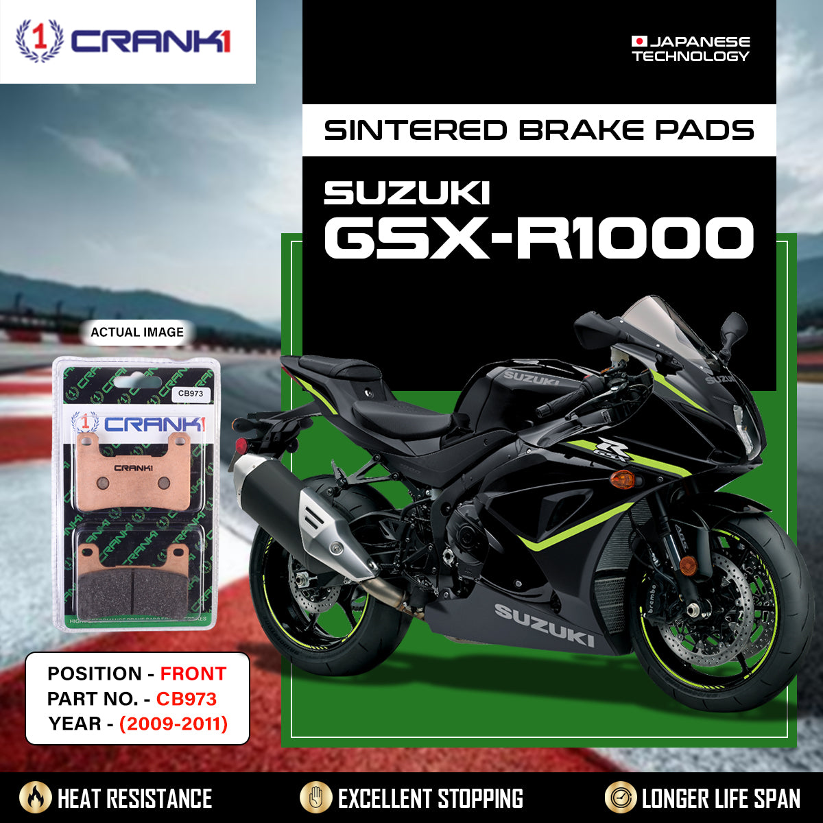 Sintered Brake Pads For Suzuki GSX-R1000 (2009-2011) - Front - CB973 - 2 Sets