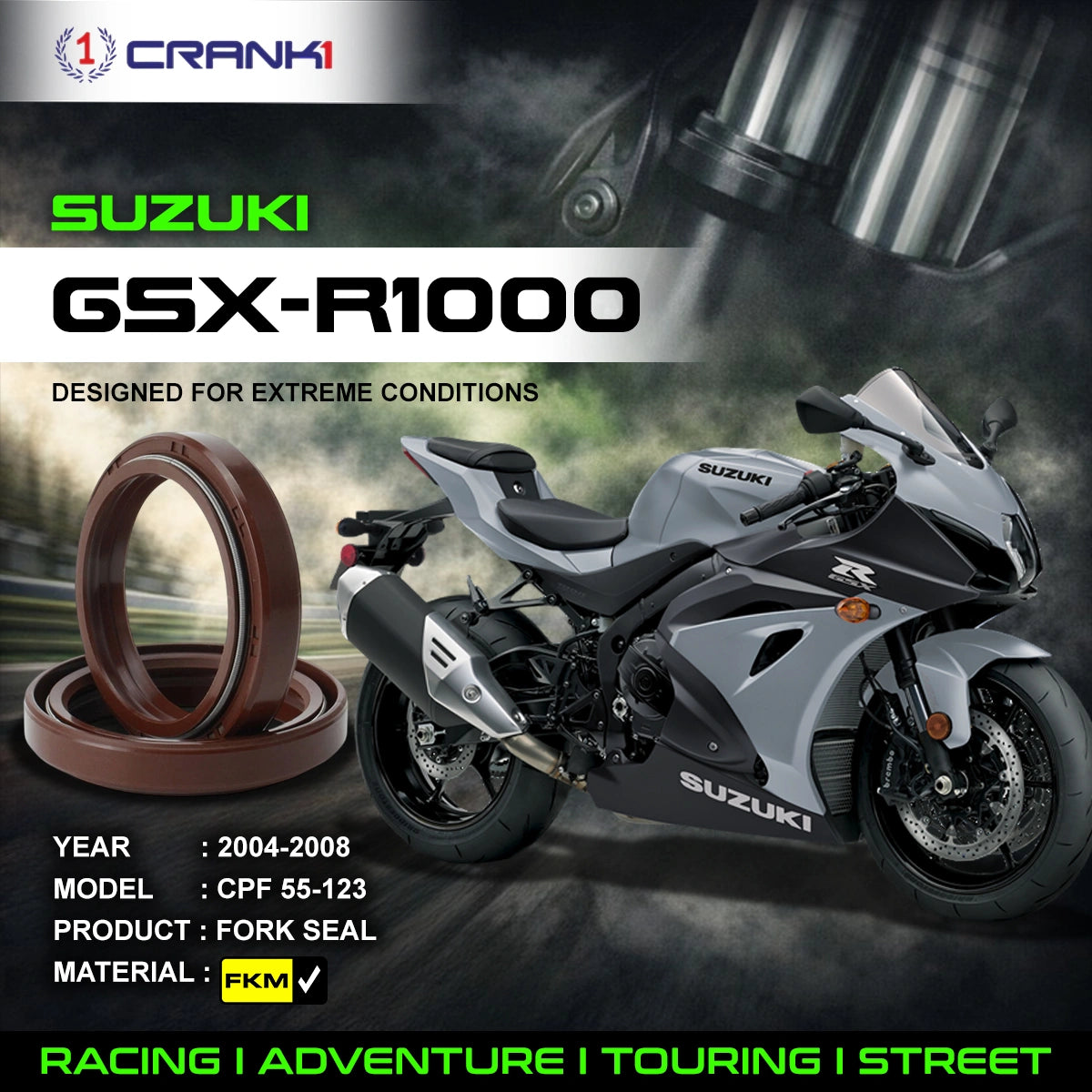 Fork Oil Seals Pair For Suzuki GSX-R1000 (2004-2008) - CPF55-123