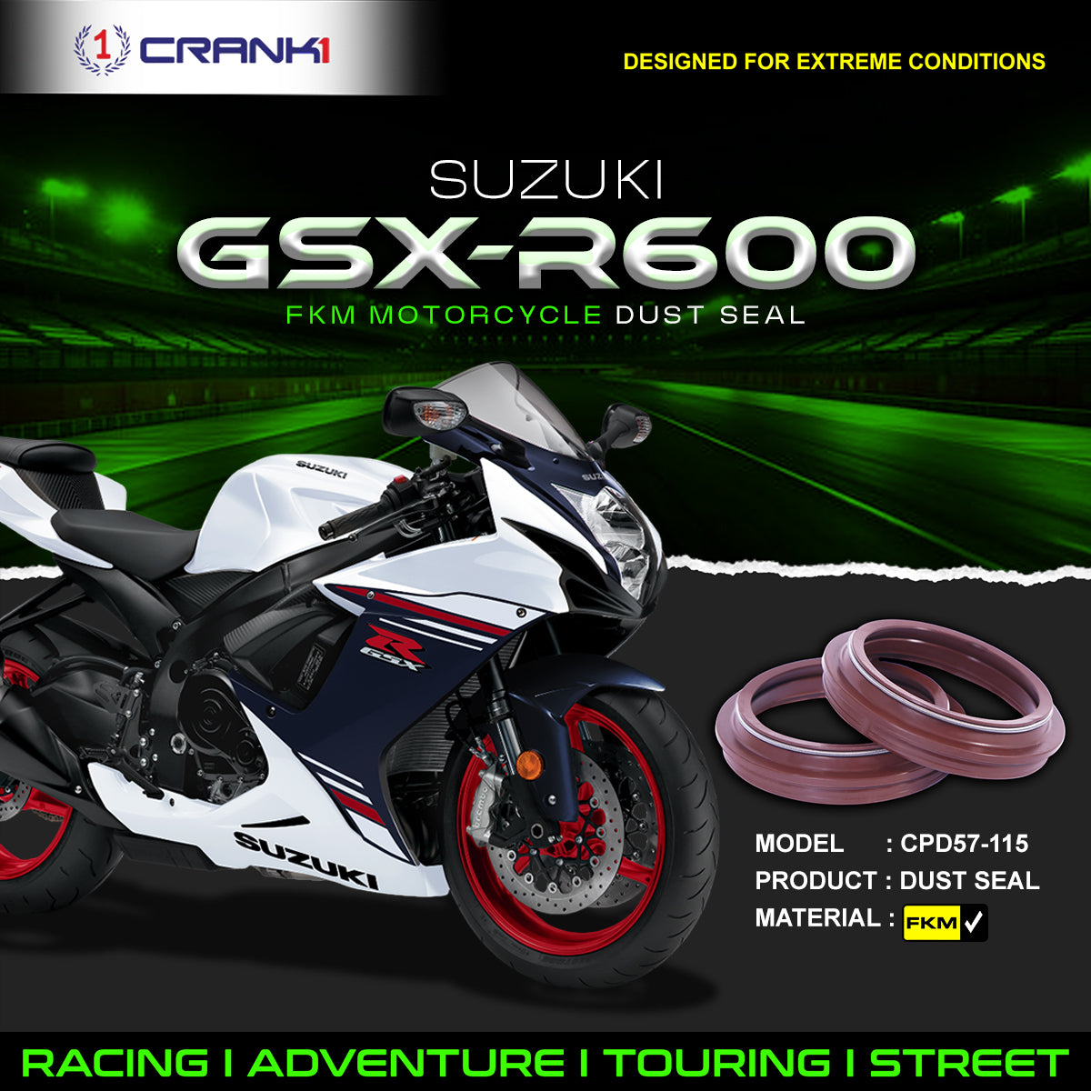 Fork Dust Seals Pair For Suzuki GSX-R600 - CPD57-115