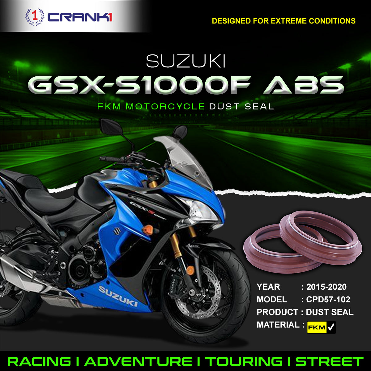 Fork Dust Seals Pair For Suzuki GSX-S1000F ABS (2015-2020) - CPD57-102