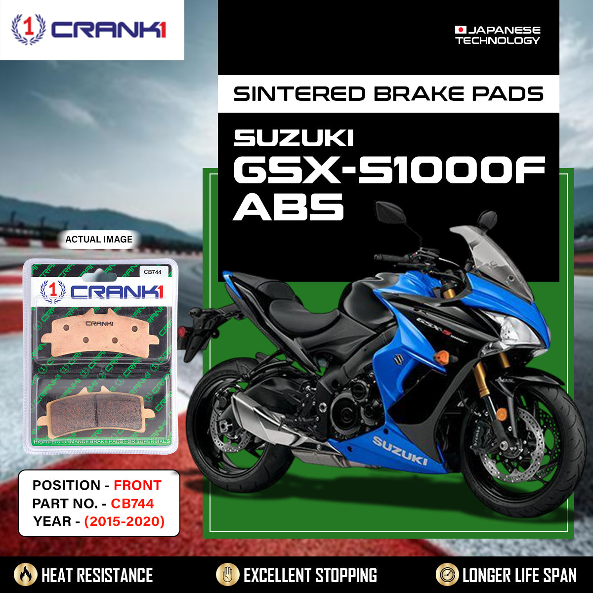 Sintered Brake Pads For Suzuki GSX-S1000F ABS (2015-2020) - Front - CB744 - 2 Sets