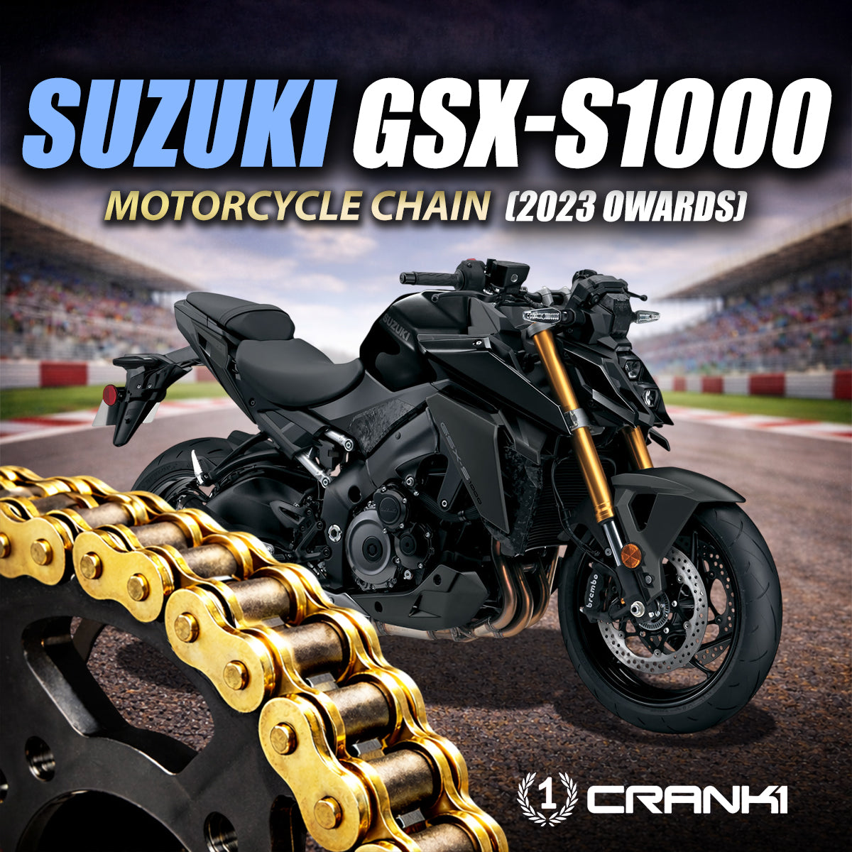 Chain For Suzuki GSX-S1000 (2023 Owards) - 525 Pitch x 116 Links Gold (ZVMX)