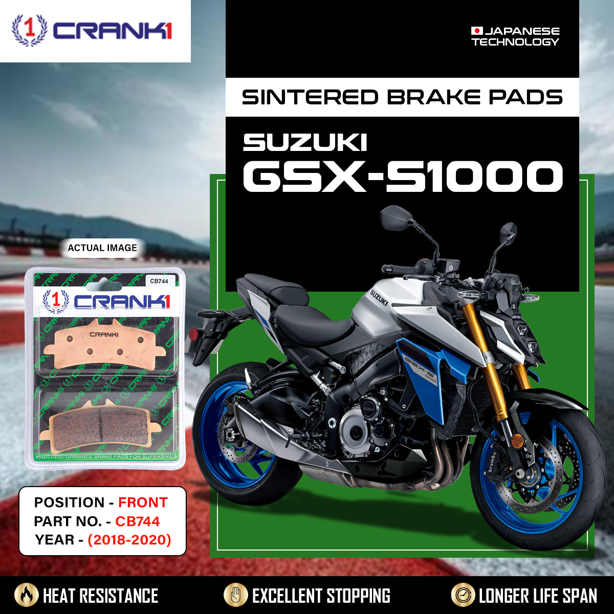 Sintered Brake Pads For Suzuki GSX-S1000 (2018-2020) - Front - CB744 - 2 Sets