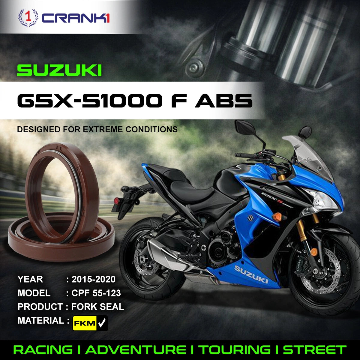 Fork Oil Seals Pair For Suzuki GSX-S1000F ABS (2015-2020) - CPF55-123