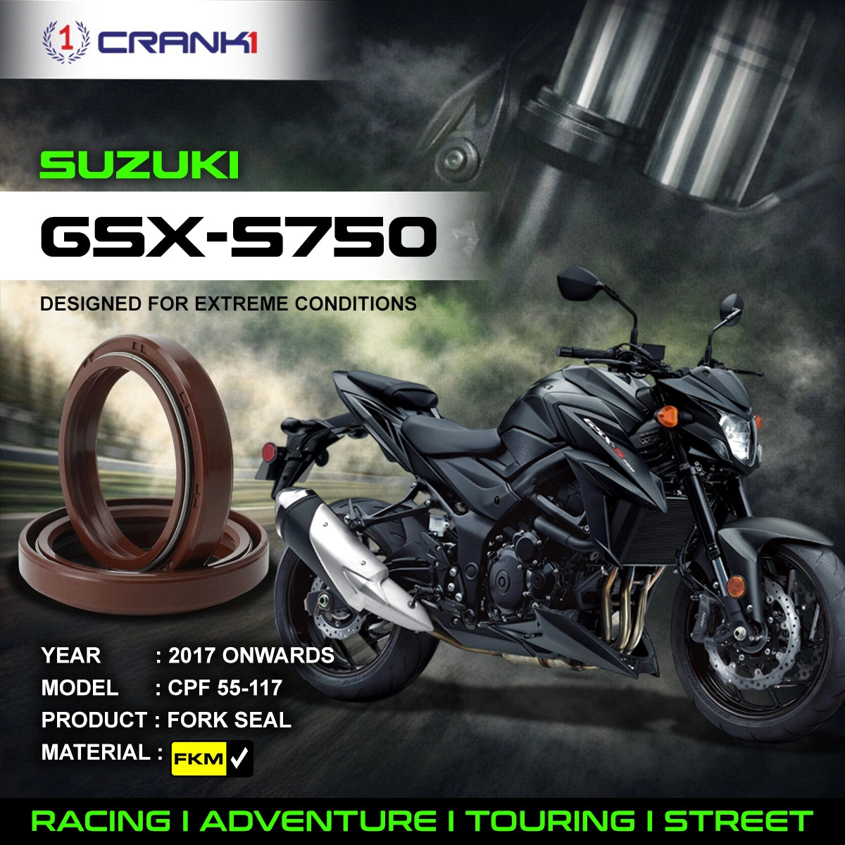 Fork Oil Seals Pair For Suzuki GSX-S750 (2017 Onwards) - CPF55-117