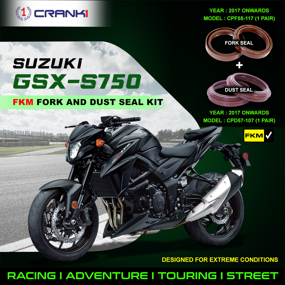 Fork And Dust Seals Kit For Suzuki GSX-S750 (2017 Onwards)