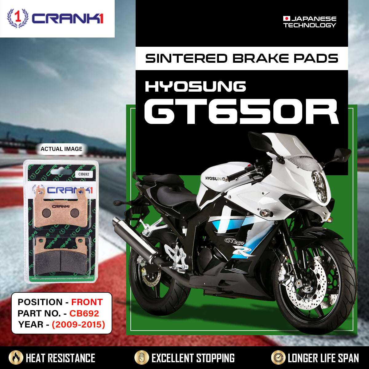 Sintered Brake Pads For Hyosung GT650R (2009-2015) - Front - CB692 - 2 Sets