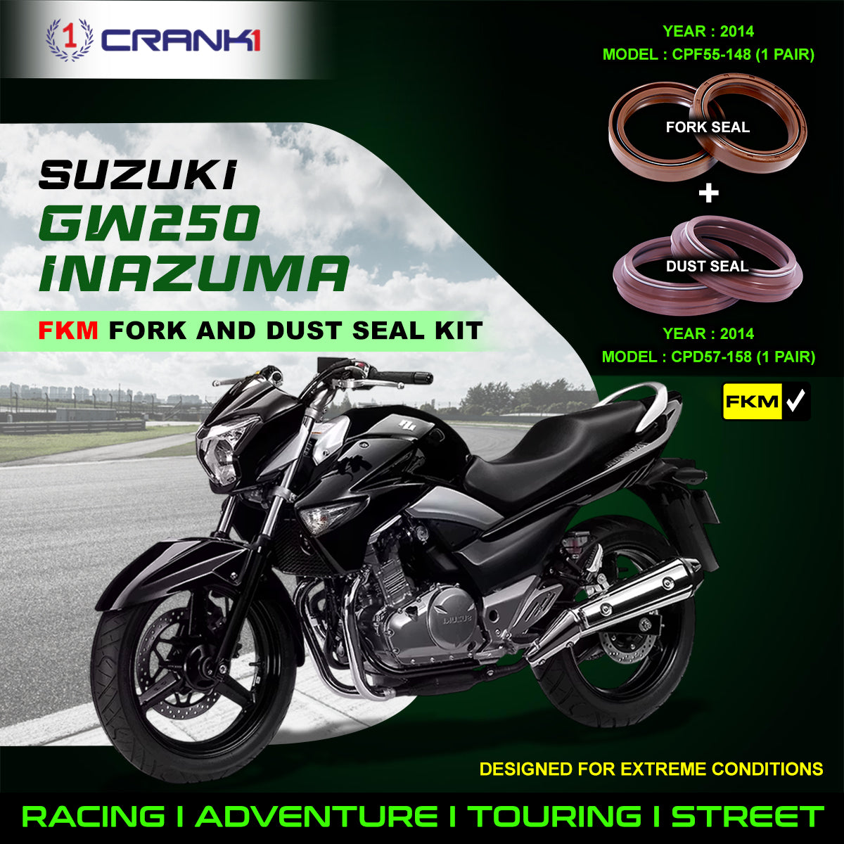 Fork And Dust Seals Kit For Suzuki GW250 Inazuma (2014)
