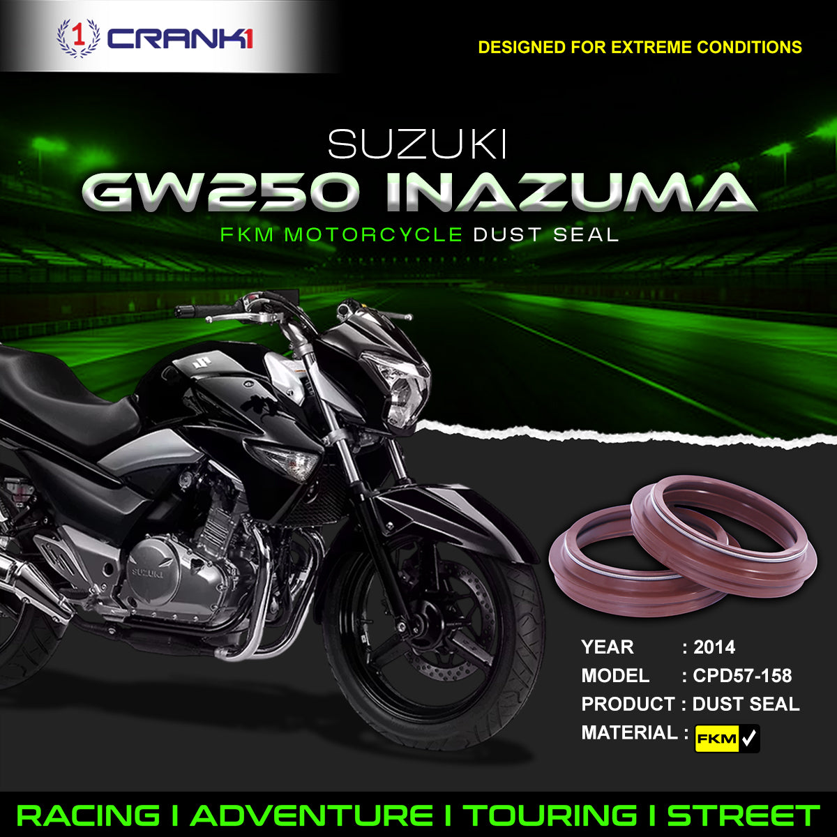 Fork Dust Seals Pair For Suzuki GW250 Inazuma (2014) - CPD57-158