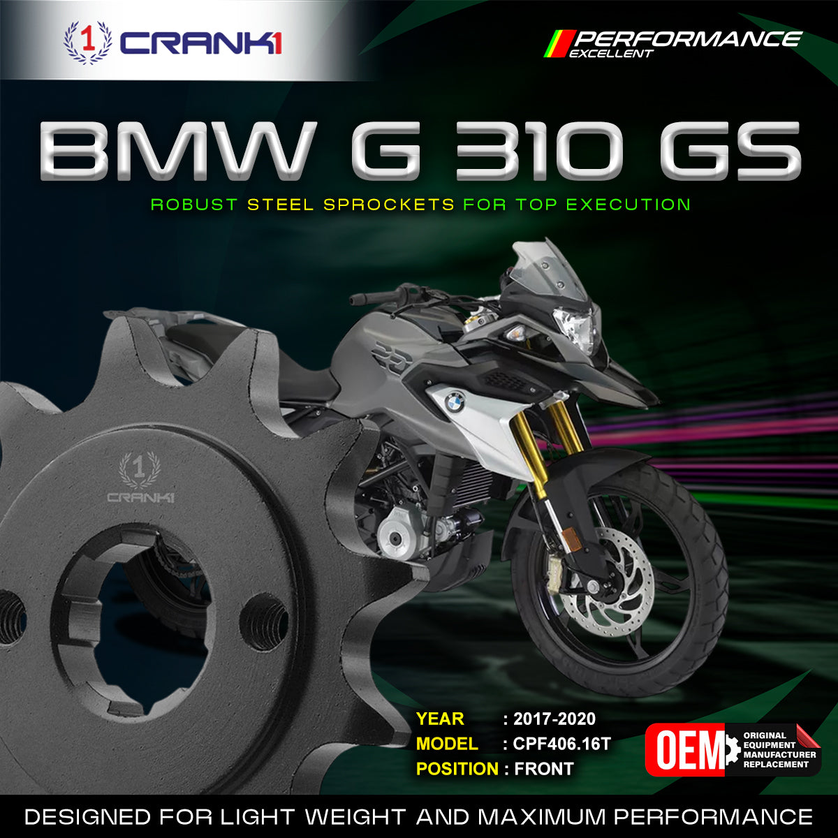 Sprocket For BMW G 310 GS (2017-2020) - Front - CPF406.16T