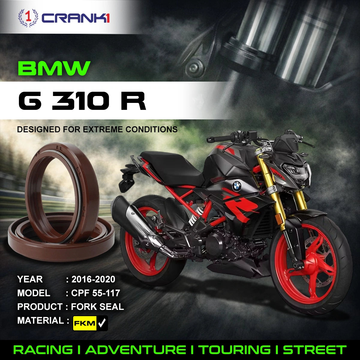 Fork Oil Seals Pair For BMW G 310 R (2016-2020) - CPF55-117