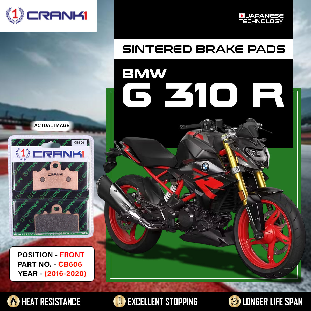 Sintered Brake Pads For BMW G 310 R (2016-2020) - Front - CB606