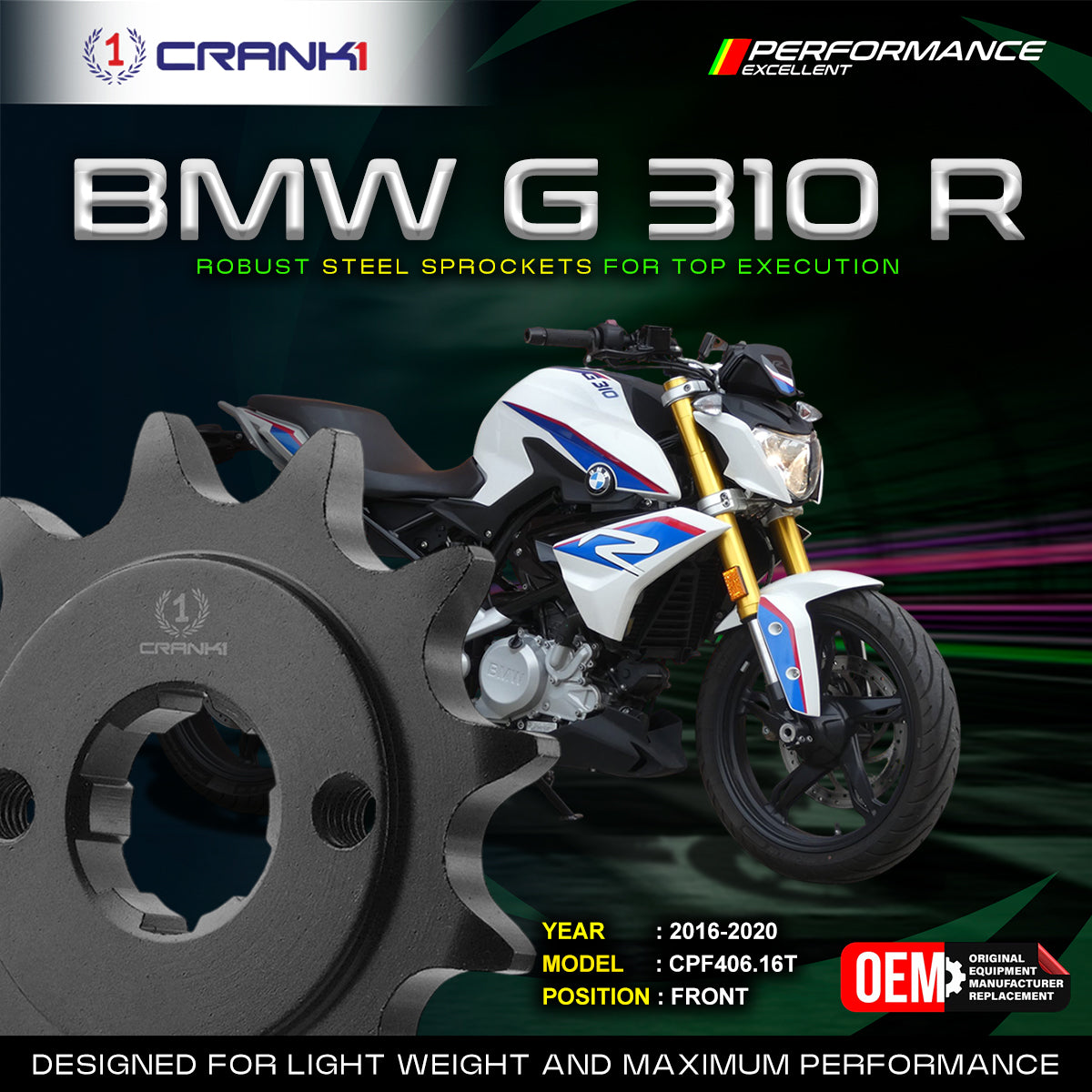 Sprocket For BMW G 310 R (2016-2020) - Front - CPF406.16T