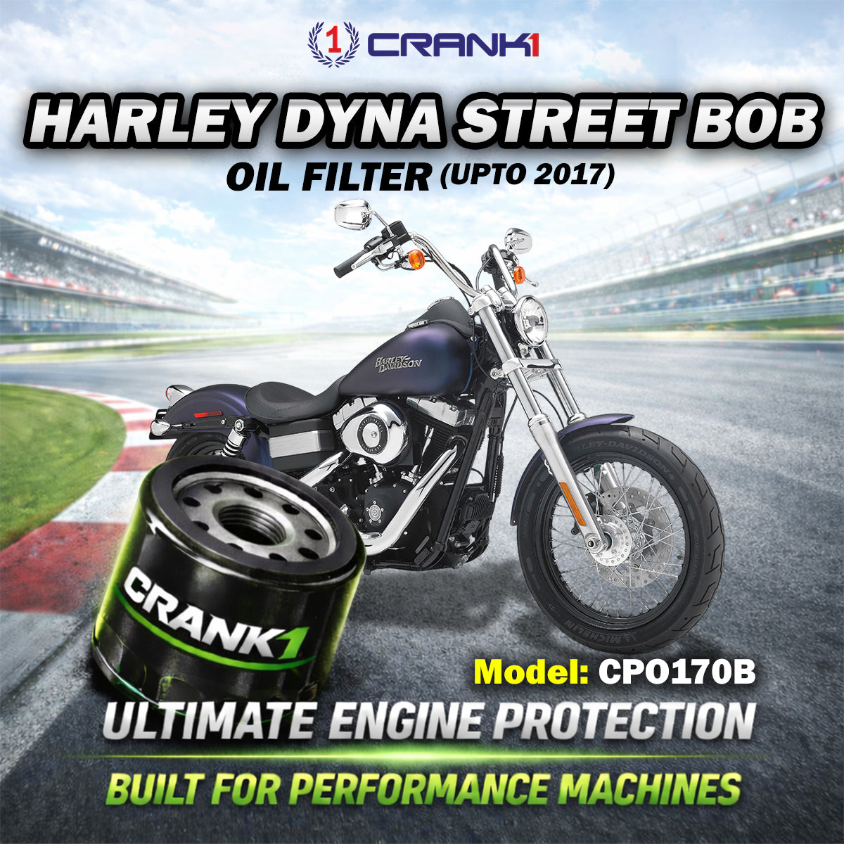 Oil Filter For Harley Davidson Dyna Street Bob (Upto 2017) - CPO170B