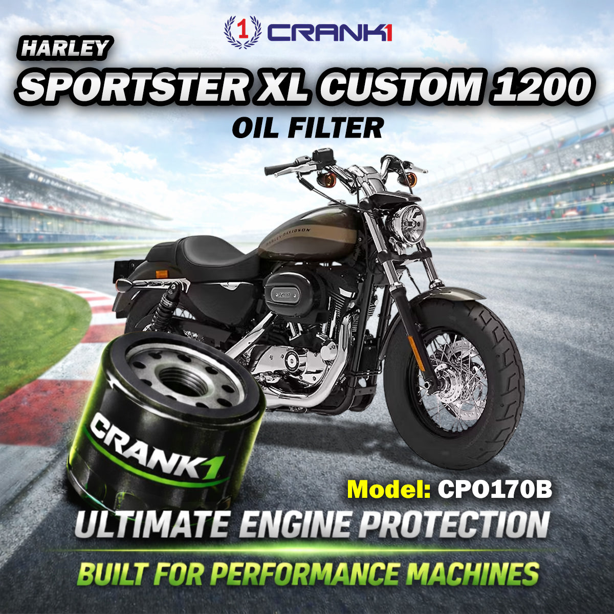 Oil Filter For Harley Sportster XL Custom 1200 - CPO170B