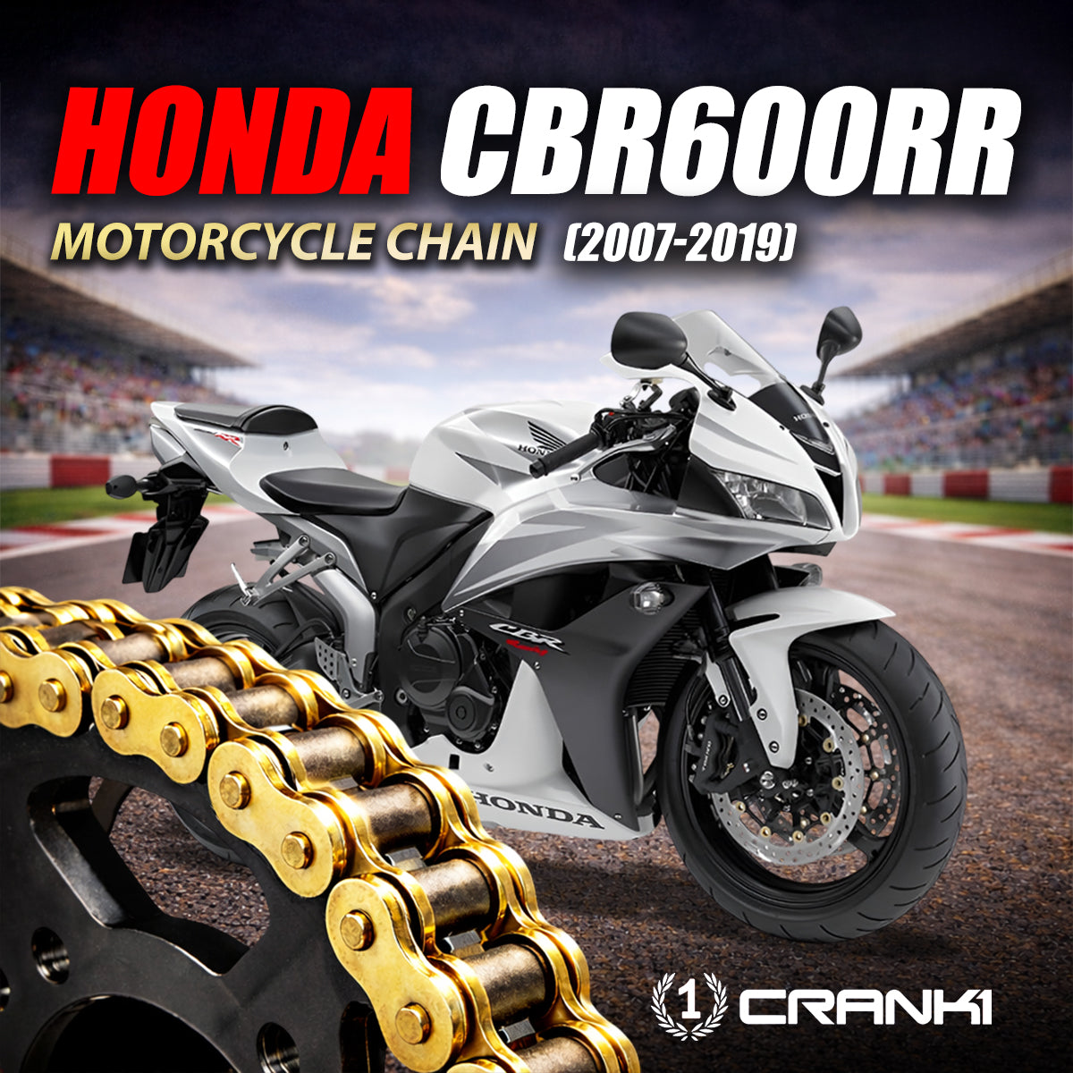 Chain For Honda CBR600RR (2007-2019) - 525 Pitch x 112 Links Gold (ZVMX)