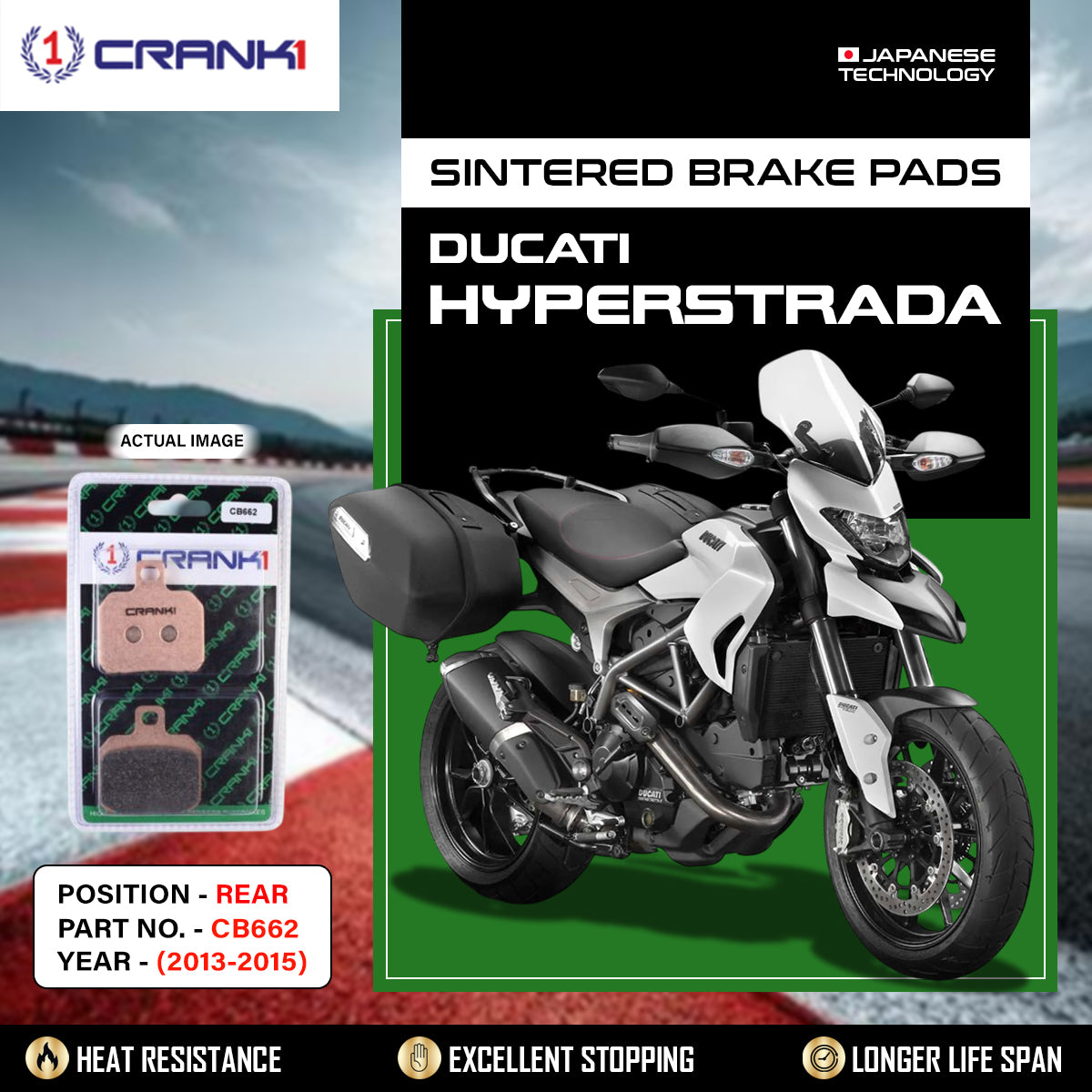 Sintered Brake Pads For Ducati Hyperstrada (2013-2015) - Rear - CB662