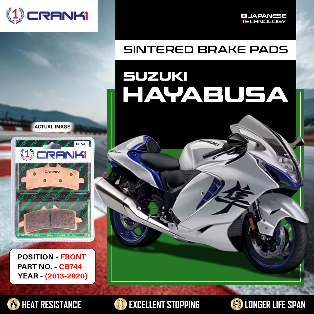 Sintered Brake Pads For Suzuki Hayabusa (2013-2020) - Front - CB744 - 2 Sets