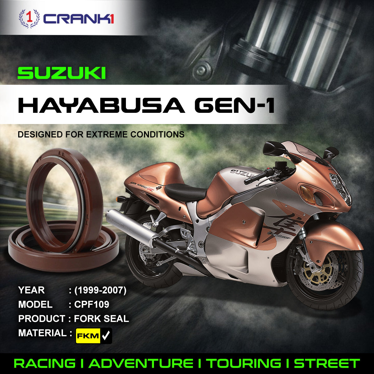 Fork Oil Seals Pair For Suzuki Hayabusa GEN-1 (1999-2007) - CPF109