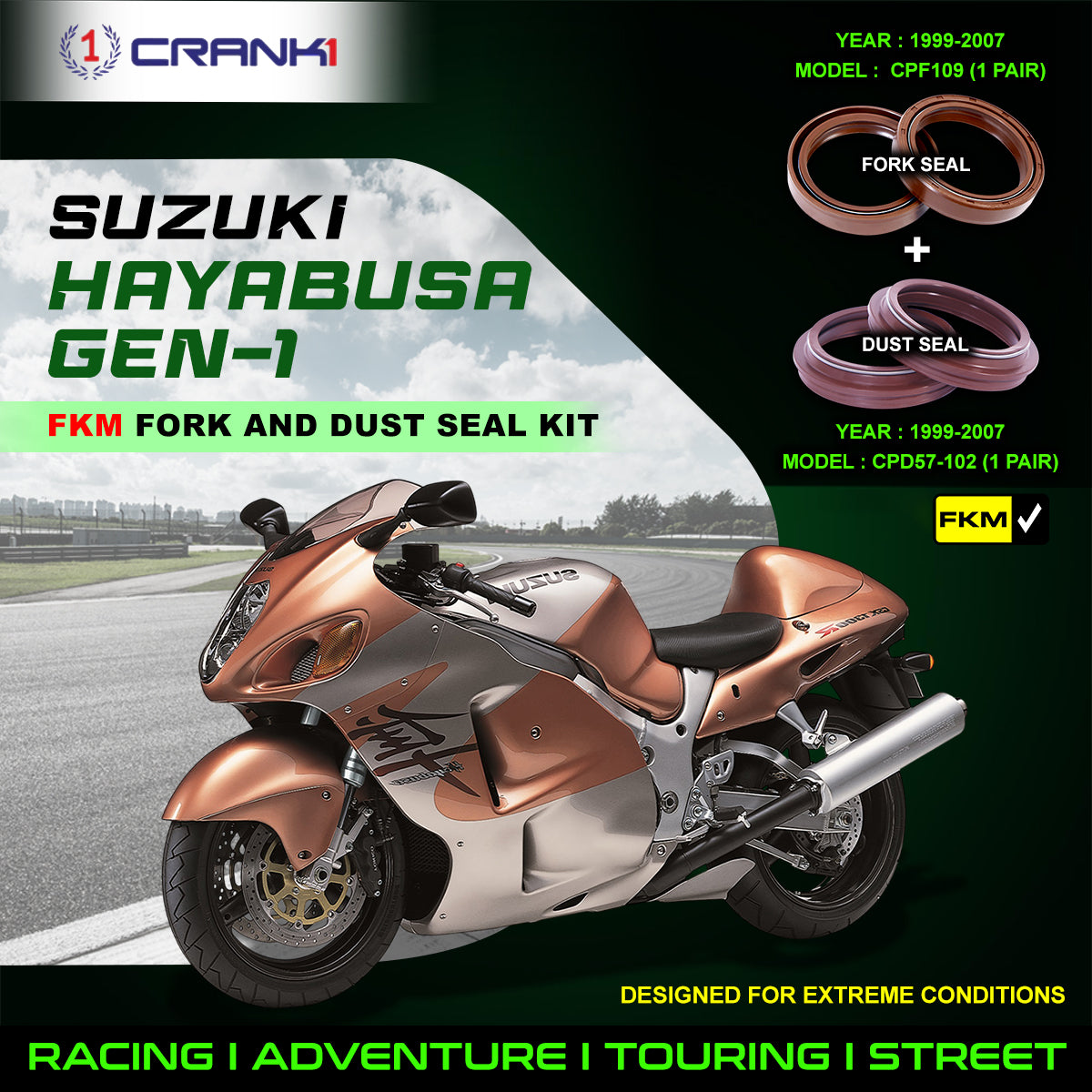 Fork And Dust Seals Kit For Suzuki Hayabusa GEN-1 (1999-2007)