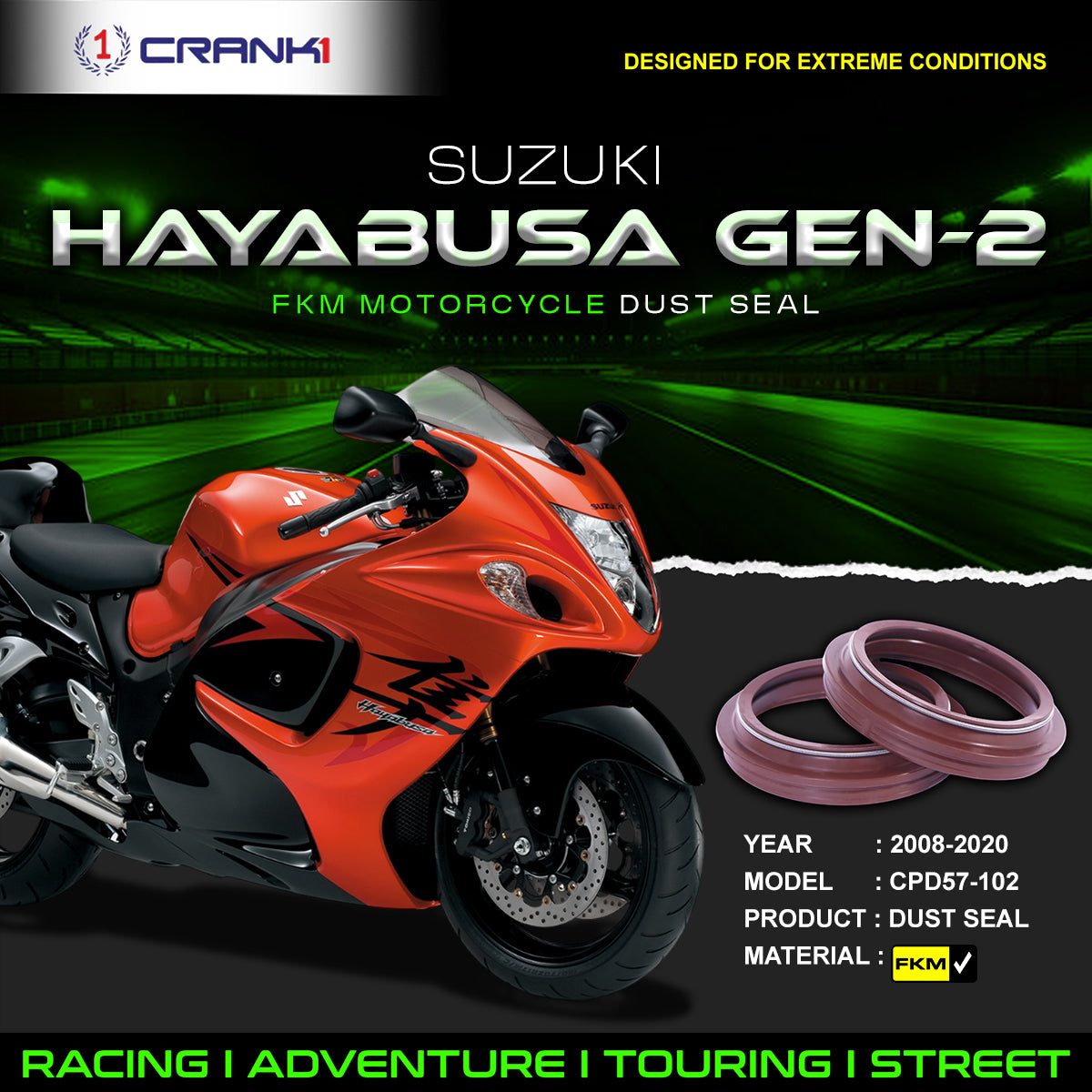 Fork Dust Seals Pair For SUZUKI Hayabusa GEN-2 (2008-2020) - CPD57-102